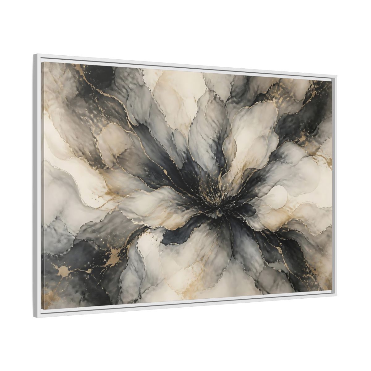 Side Mockup 7. Midnight Ink Bloom shown as framed canvas print