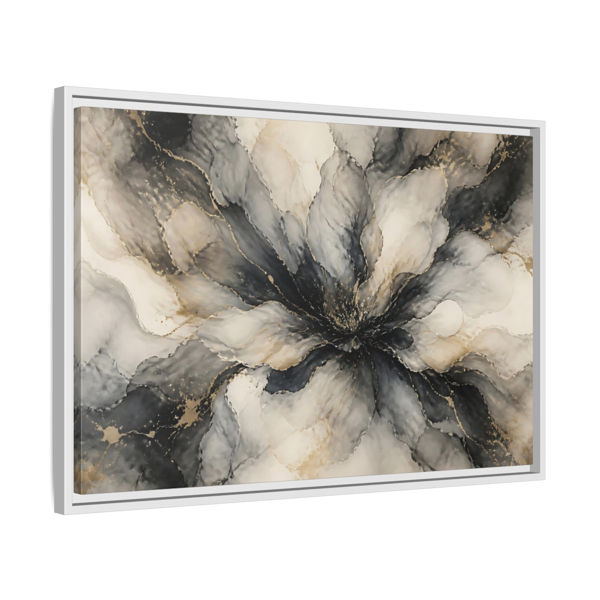 Side Mockup 10. Midnight Ink Bloom shown as framed canvas print