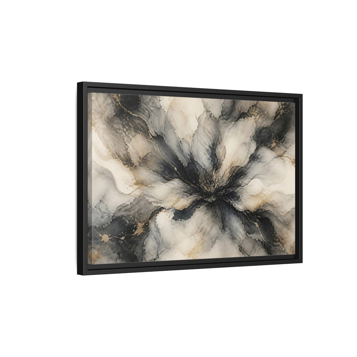 Side Mockup 3. Midnight Ink Bloom shown as framed canvas print