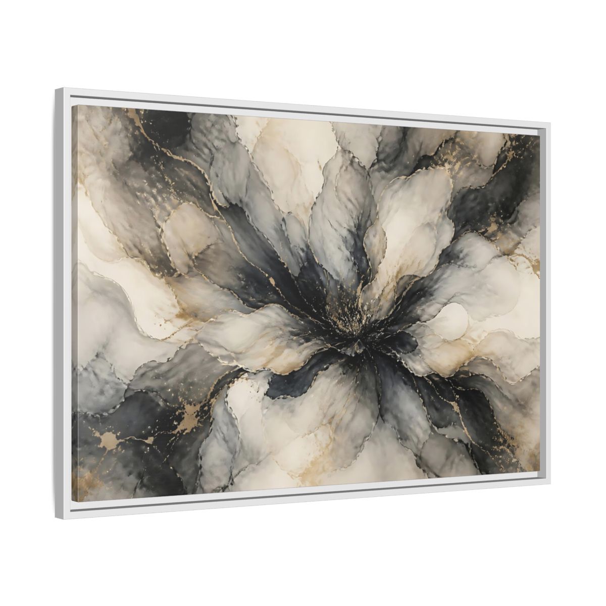 Side Mockup 9. Midnight Ink Bloom shown as framed canvas print