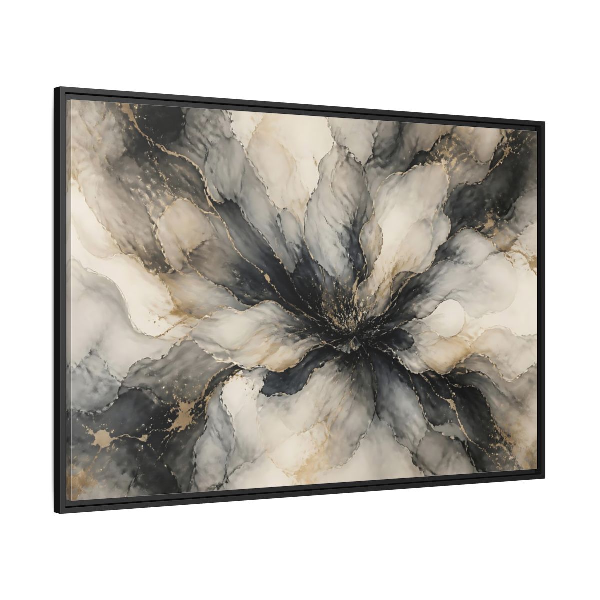 Side Mockup 12. Midnight Ink Bloom shown as framed canvas print