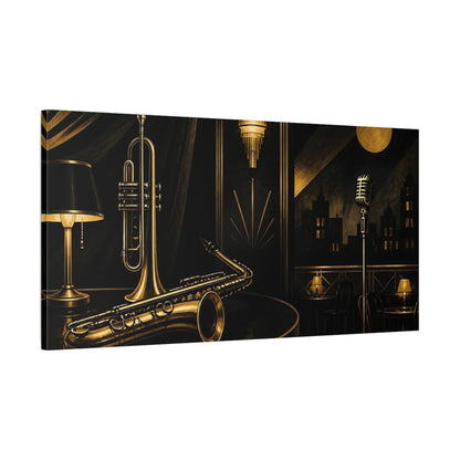 Main Mockup. Midnight Jazz Club shown as canvas print