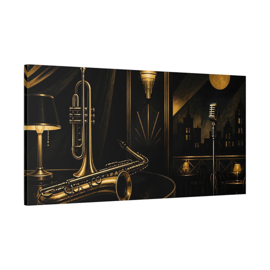 Main Mockup. Midnight Jazz Club shown as canvas print