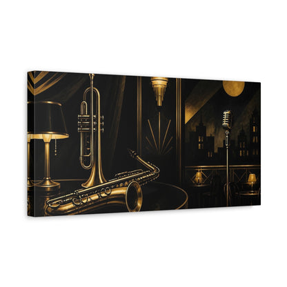 Side Mockup 3. Midnight Jazz Club shown as canvas print