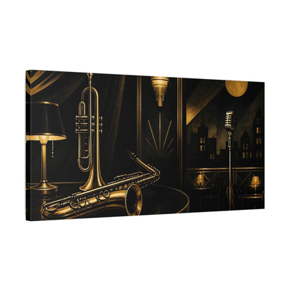 Side Mockup 1. Midnight Jazz Club shown as canvas print