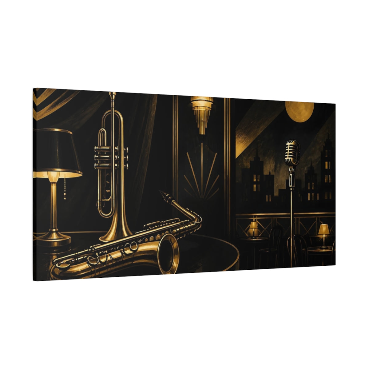 Side Mockup 2. Midnight Jazz Club shown as canvas print