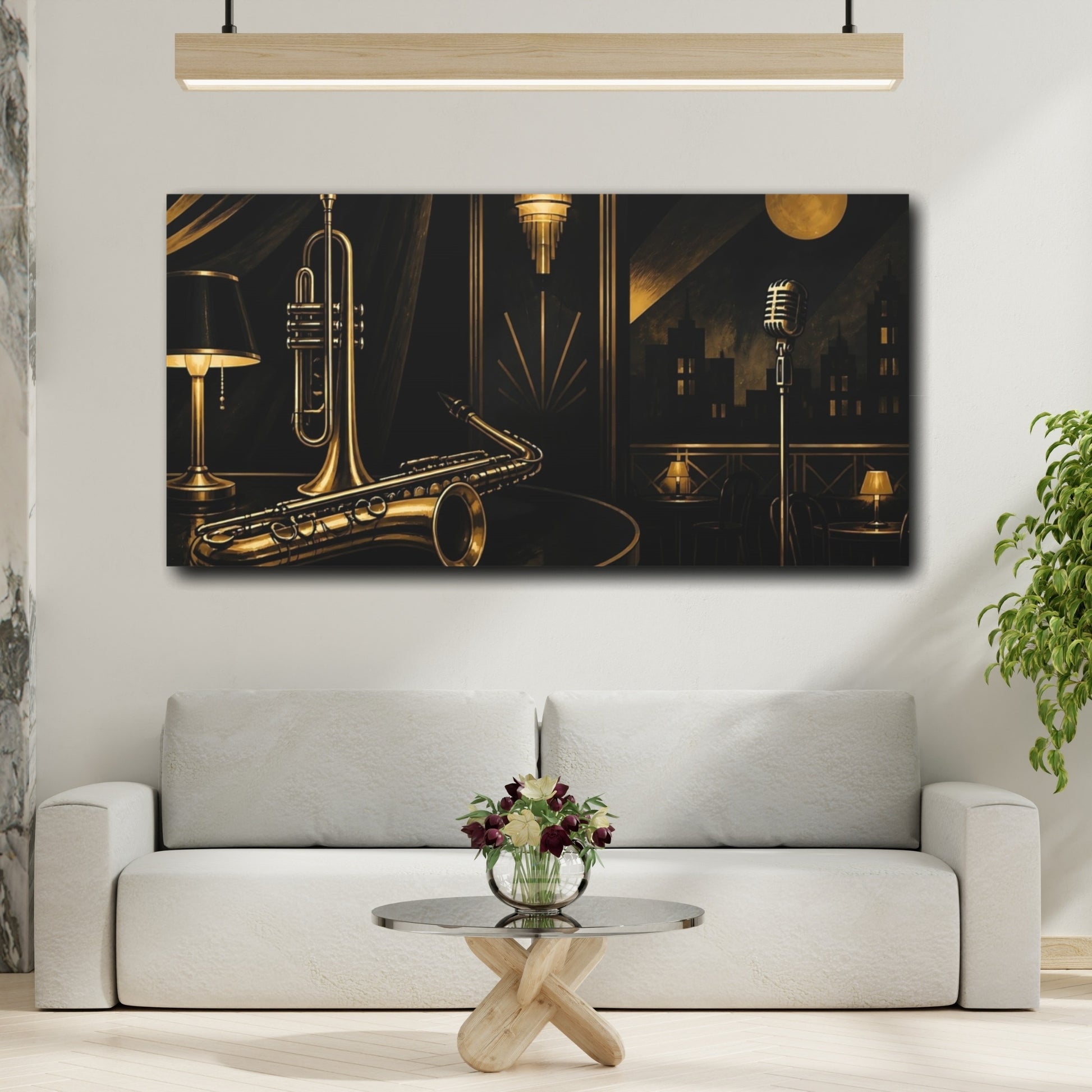Mockup 2. Midnight Jazz Club shown as canvas print