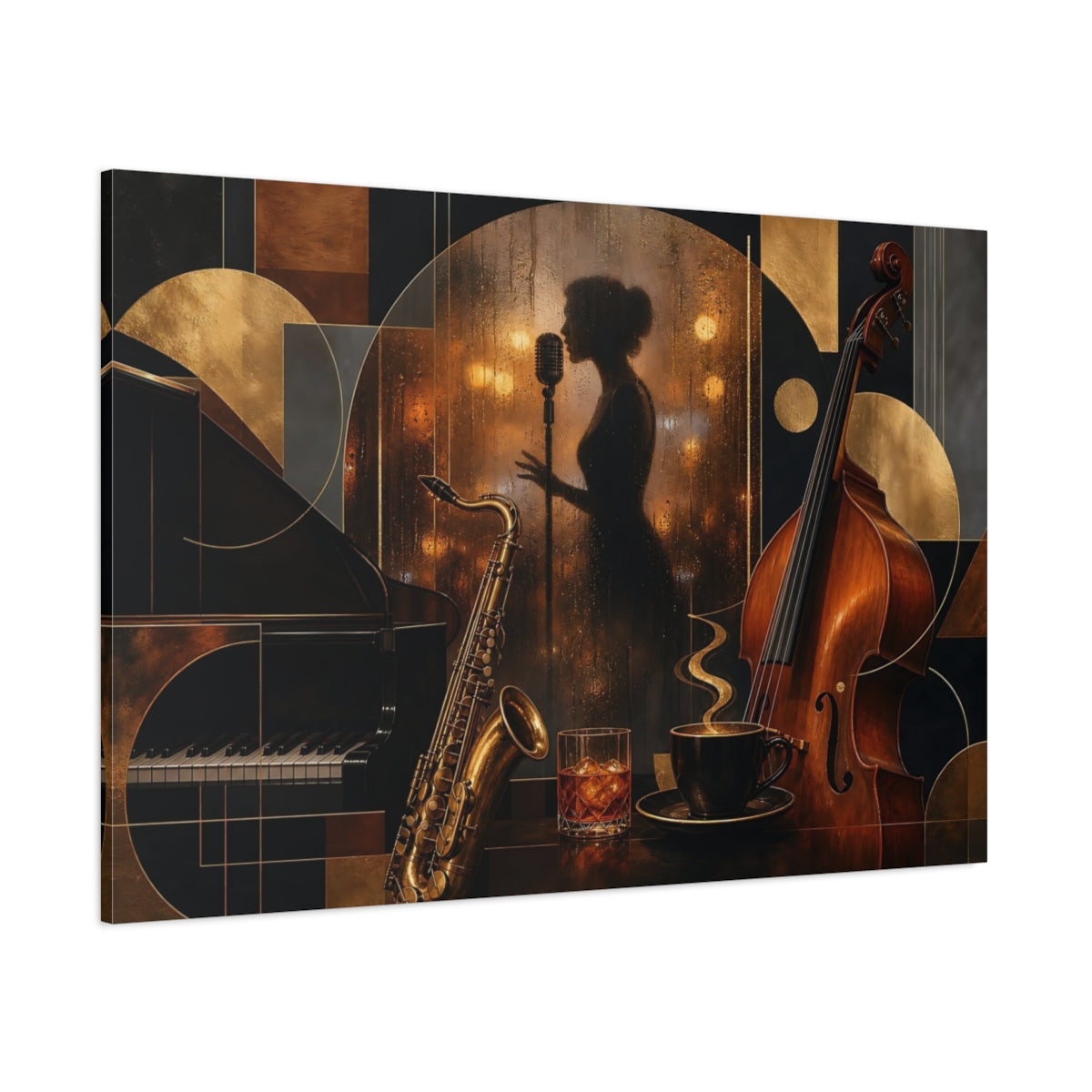 Side Mockup 1. Midnight Jazz Lounge shown as canvas print