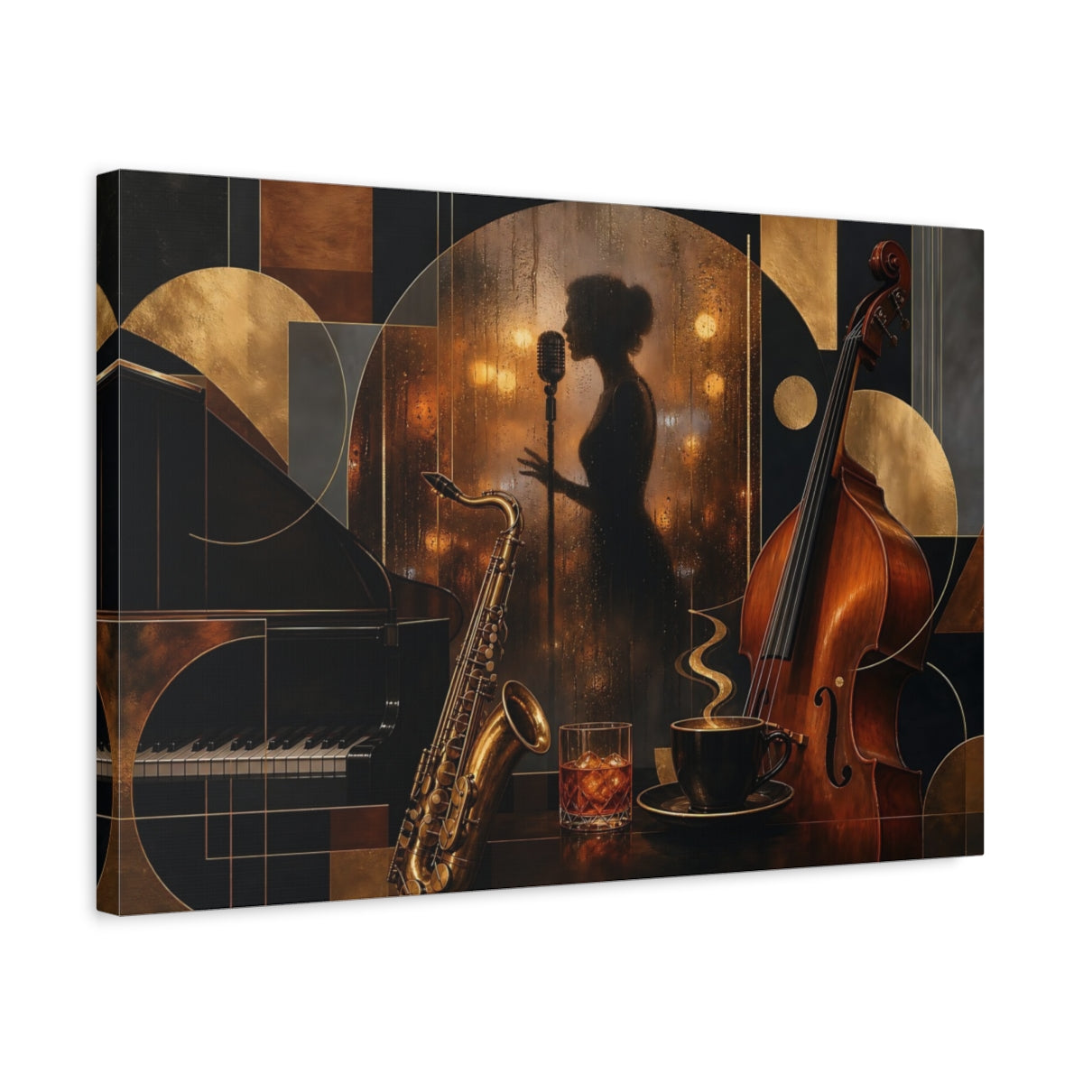 Side Mockup 3. Midnight Jazz Lounge shown as canvas print
