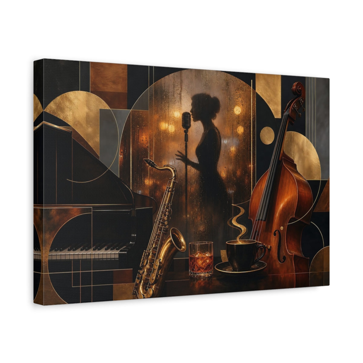 Side Mockup 4. Midnight Jazz Lounge shown as canvas print