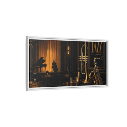 Side Mockup 1. Midnight Jazz Lounge shown as framed canvas print
