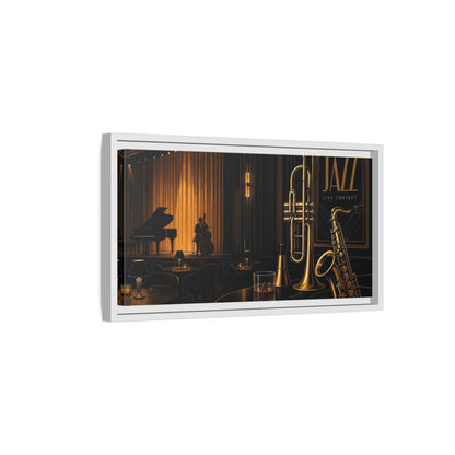 Side Mockup 6. Midnight Jazz Lounge shown as framed canvas print