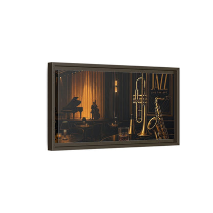 Side Mockup 7. Midnight Jazz Lounge shown as framed canvas print