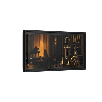 Side Mockup 8. Midnight Jazz Lounge shown as framed canvas print