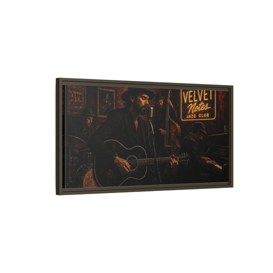 Main Mockup. Midnight Jazz Quartet shown as framed canvas print
