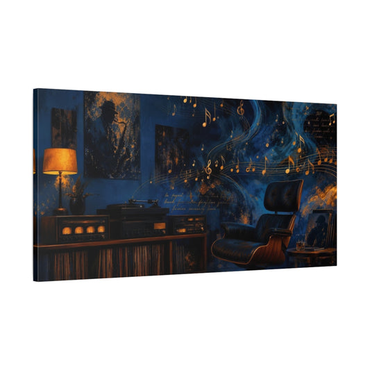 Main Mockup. Midnight Jazz Reverie shown as canvas print