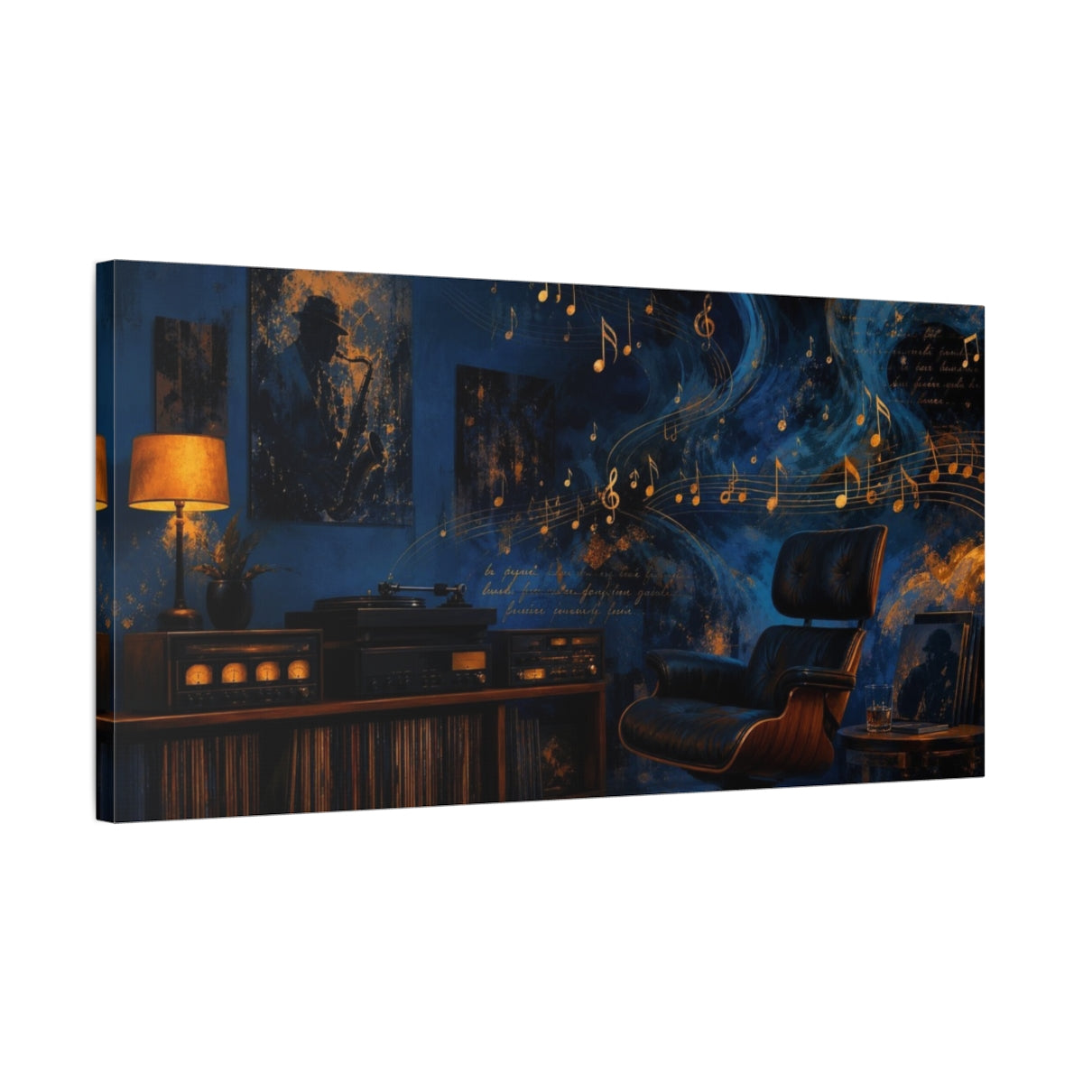 Side Mockup 1. Midnight Jazz Reverie shown as canvas print