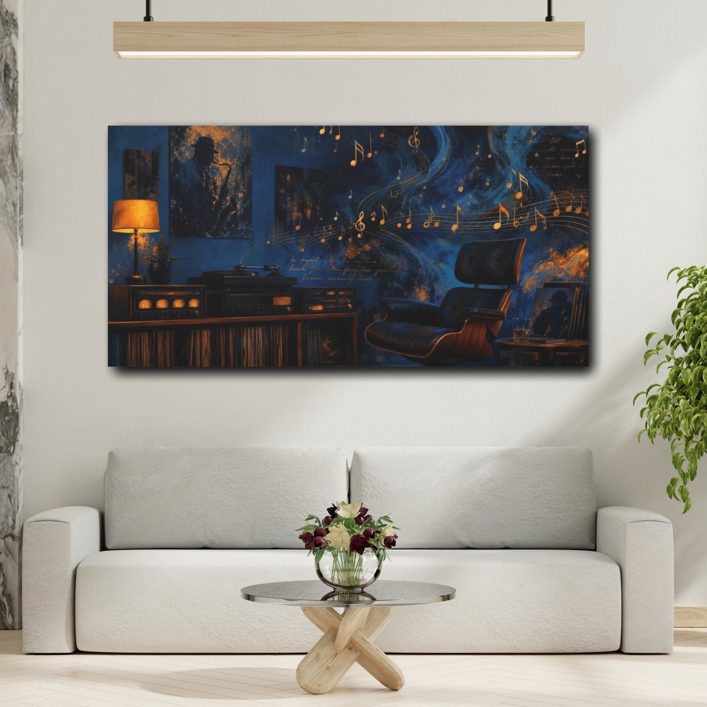 Mockup 2. Midnight Jazz Reverie shown as canvas print