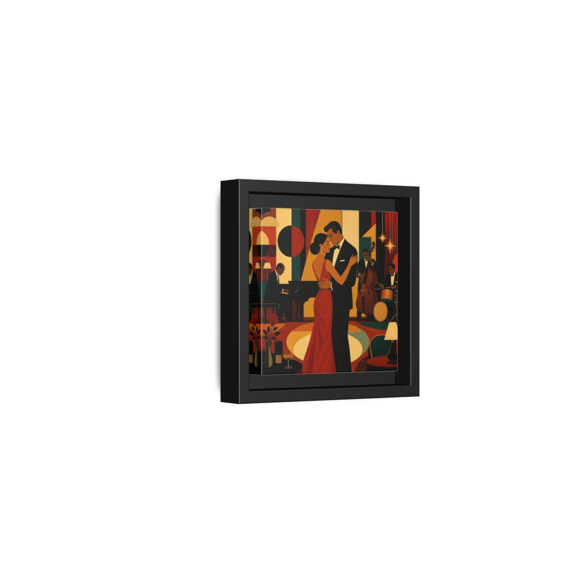 Side Mockup 24. Midnight Jazz Romance shown as framed canvas print