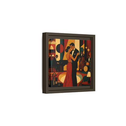 Side Mockup 2. Midnight Jazz Romance shown as framed canvas print
