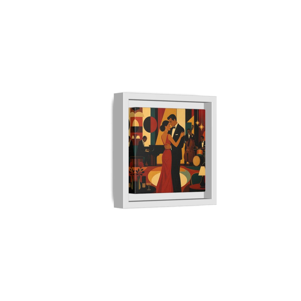 Side Mockup 22. Midnight Jazz Romance shown as framed canvas print
