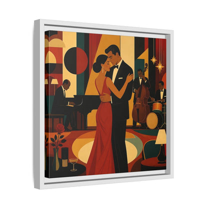 Side Mockup 28. Midnight Jazz Romance shown as framed canvas print