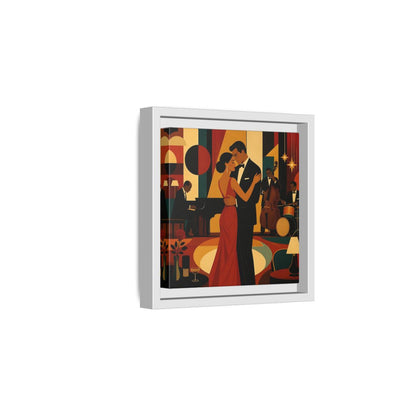 Side Mockup 1. Midnight Jazz Romance shown as framed canvas print