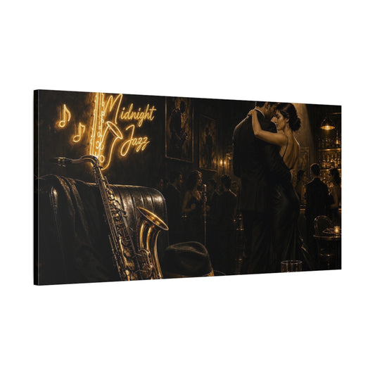 Main Mockup. Midnight Jazz Serenade shown as canvas print