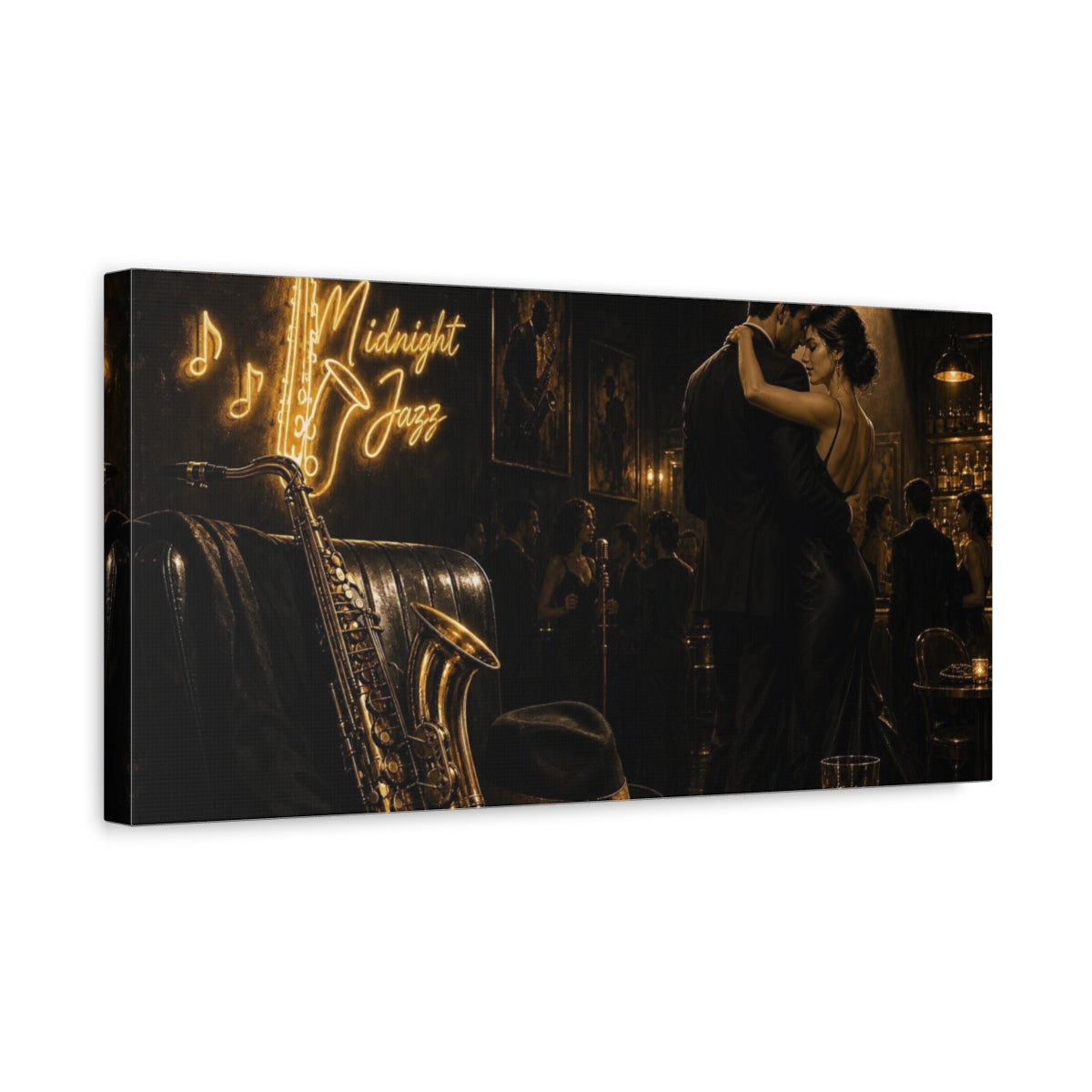 Side Mockup 3. Midnight Jazz Serenade shown as canvas print