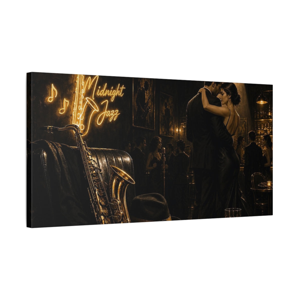 Side Mockup 1. Midnight Jazz Serenade shown as canvas print