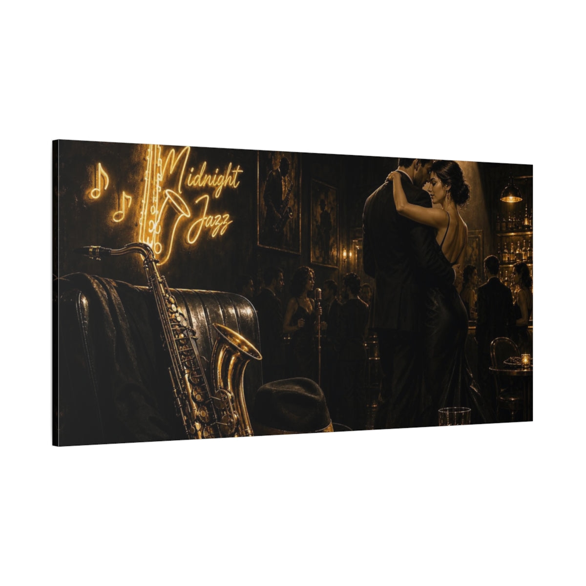 Side Mockup 2. Midnight Jazz Serenade shown as canvas print