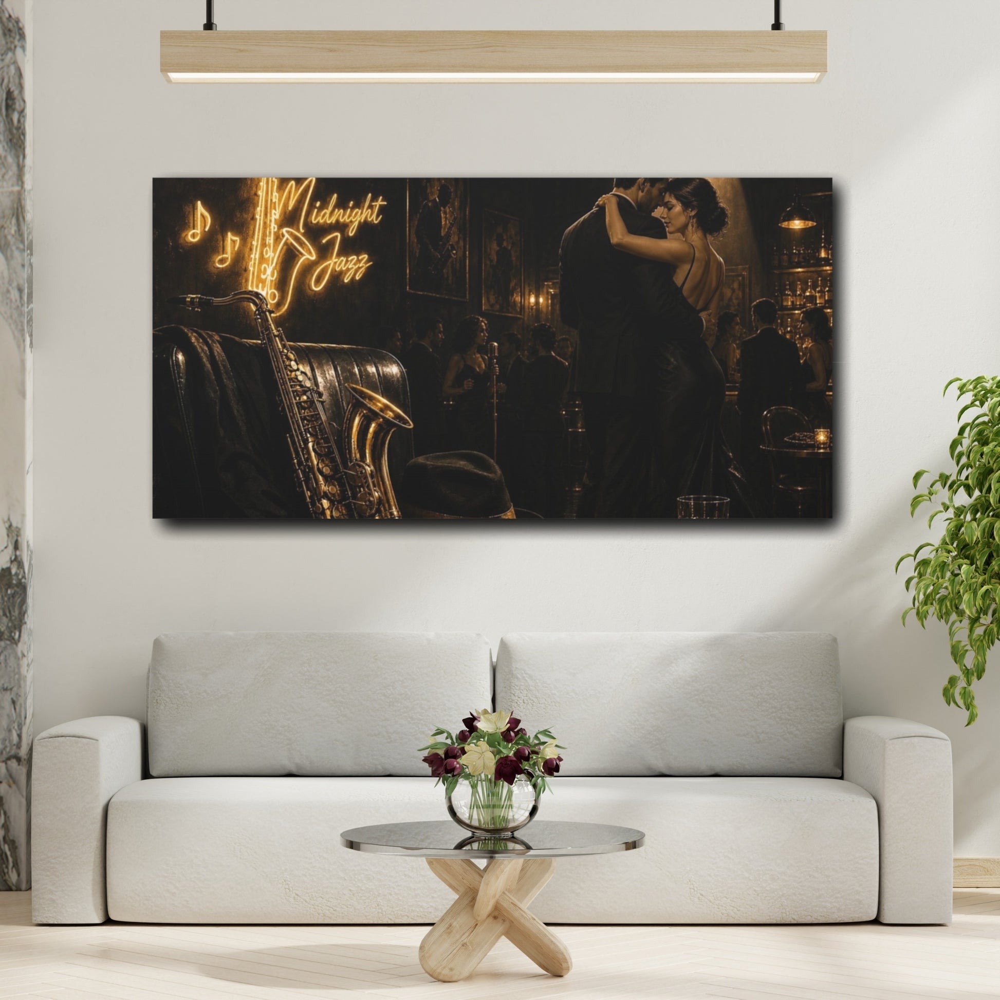 Mockup 2. Midnight Jazz Serenade shown as canvas print