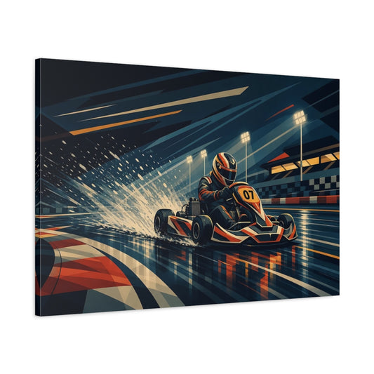Main Mockup. Midnight Kart Rush shown as canvas print