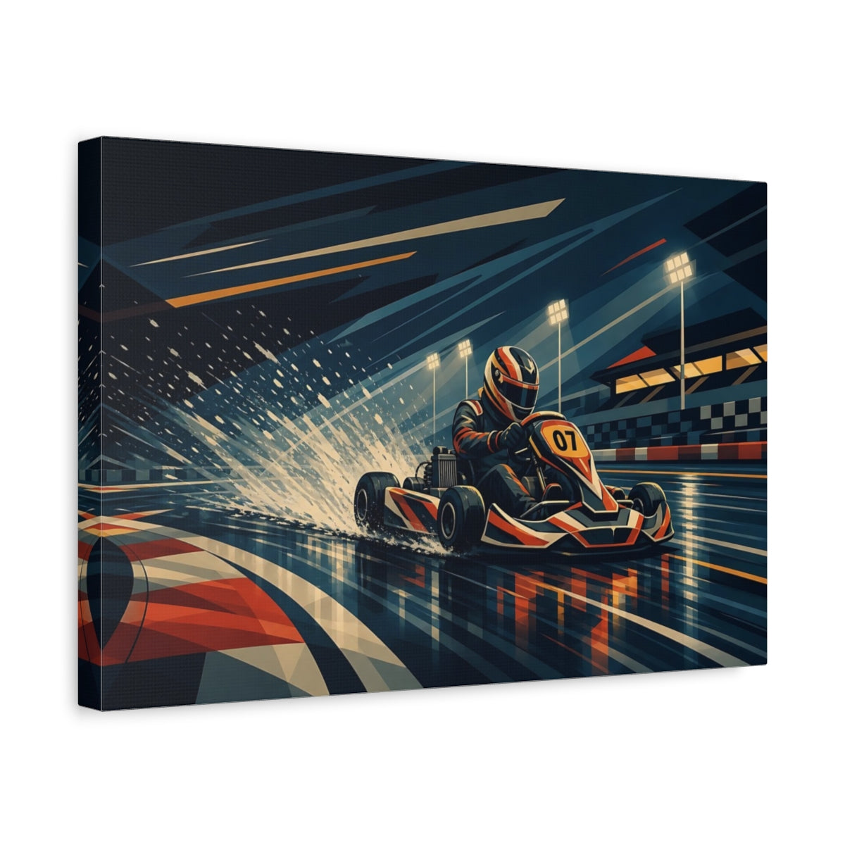 Side Mockup 4. Midnight Kart Rush shown as canvas print