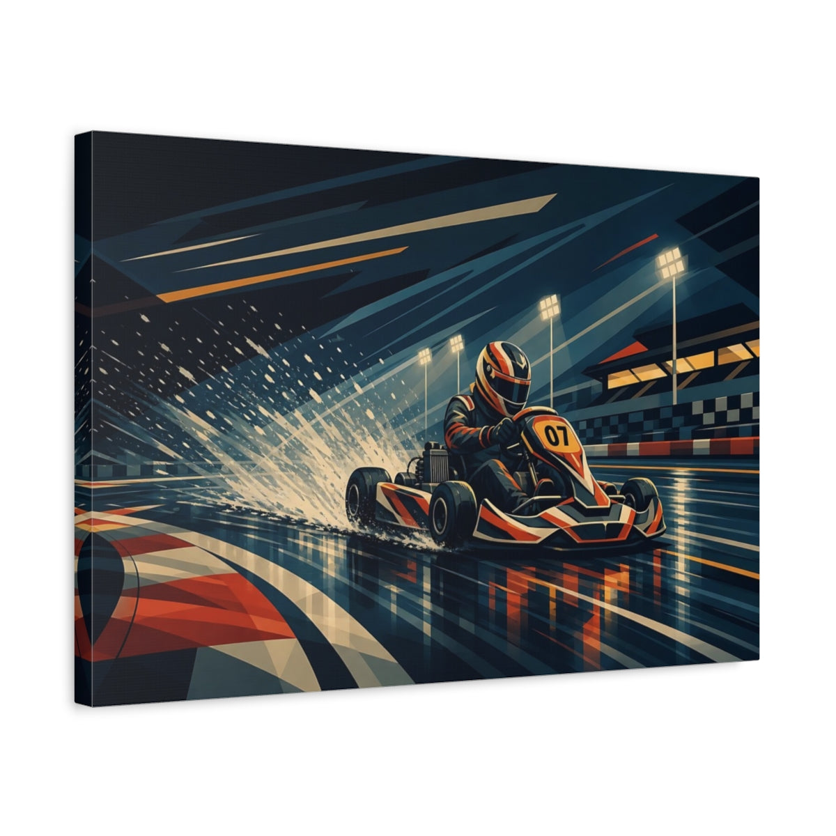 Side Mockup 3. Midnight Kart Rush shown as canvas print