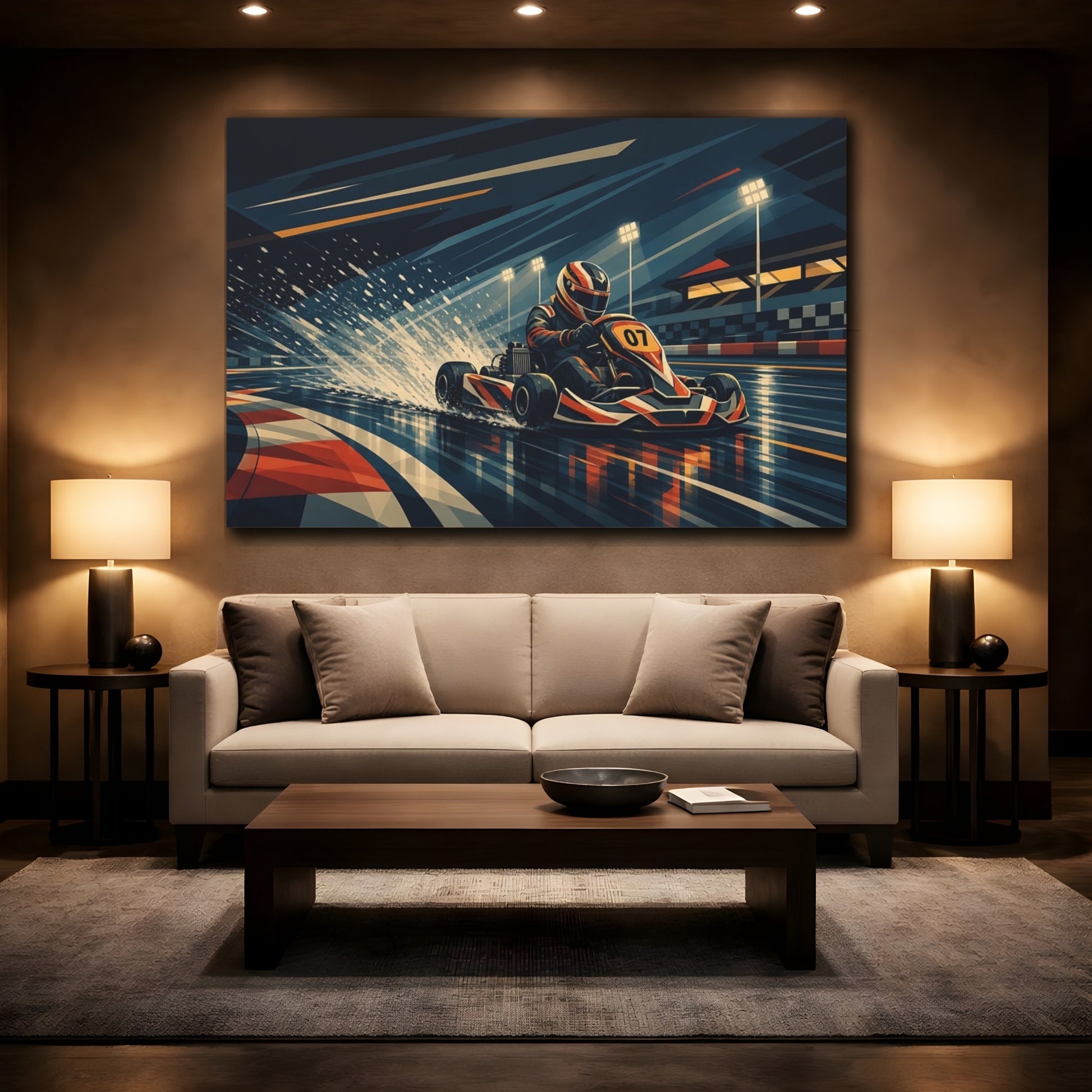 Mockup 2. Midnight Kart Rush shown as canvas print