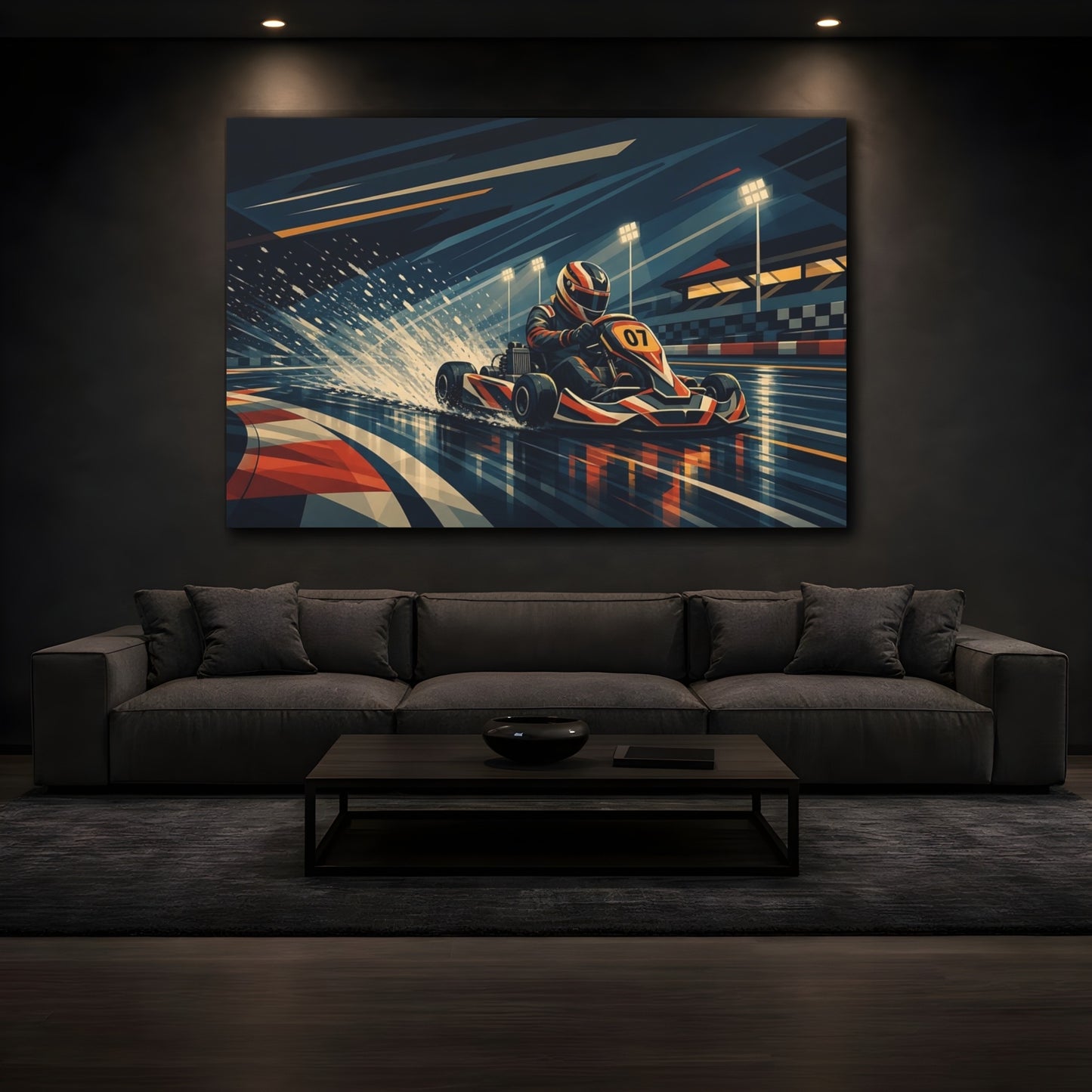 Mockup 3. Midnight Kart Rush shown as canvas print