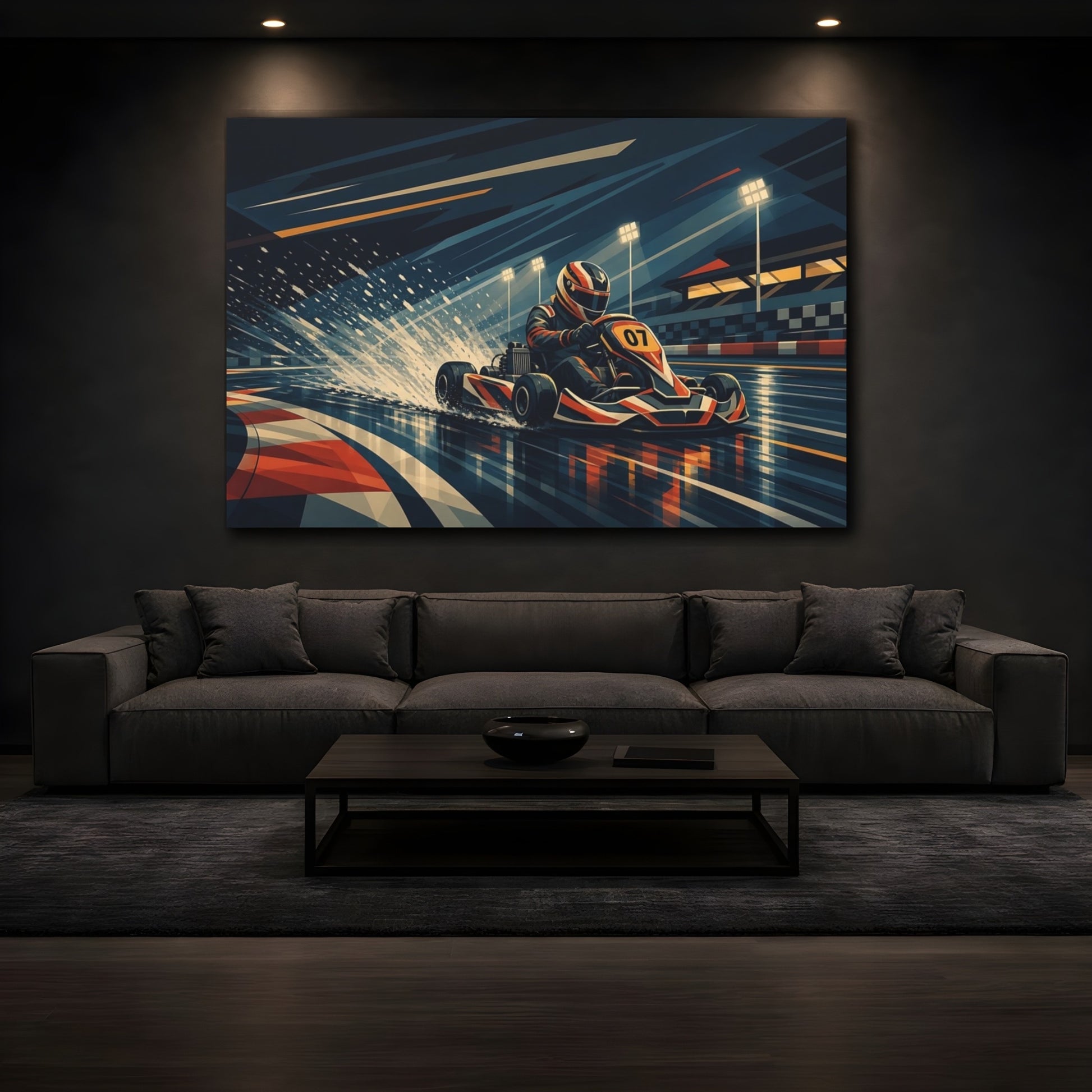 Mockup 3. Midnight Kart Rush shown as canvas print