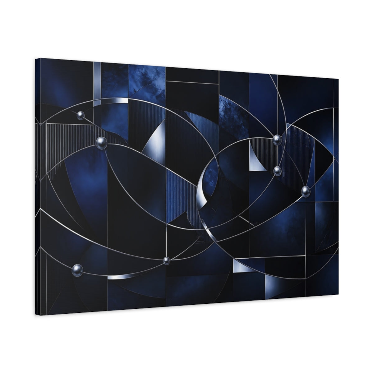 Main Mockup. Midnight Metallic Orbit shown as canvas print