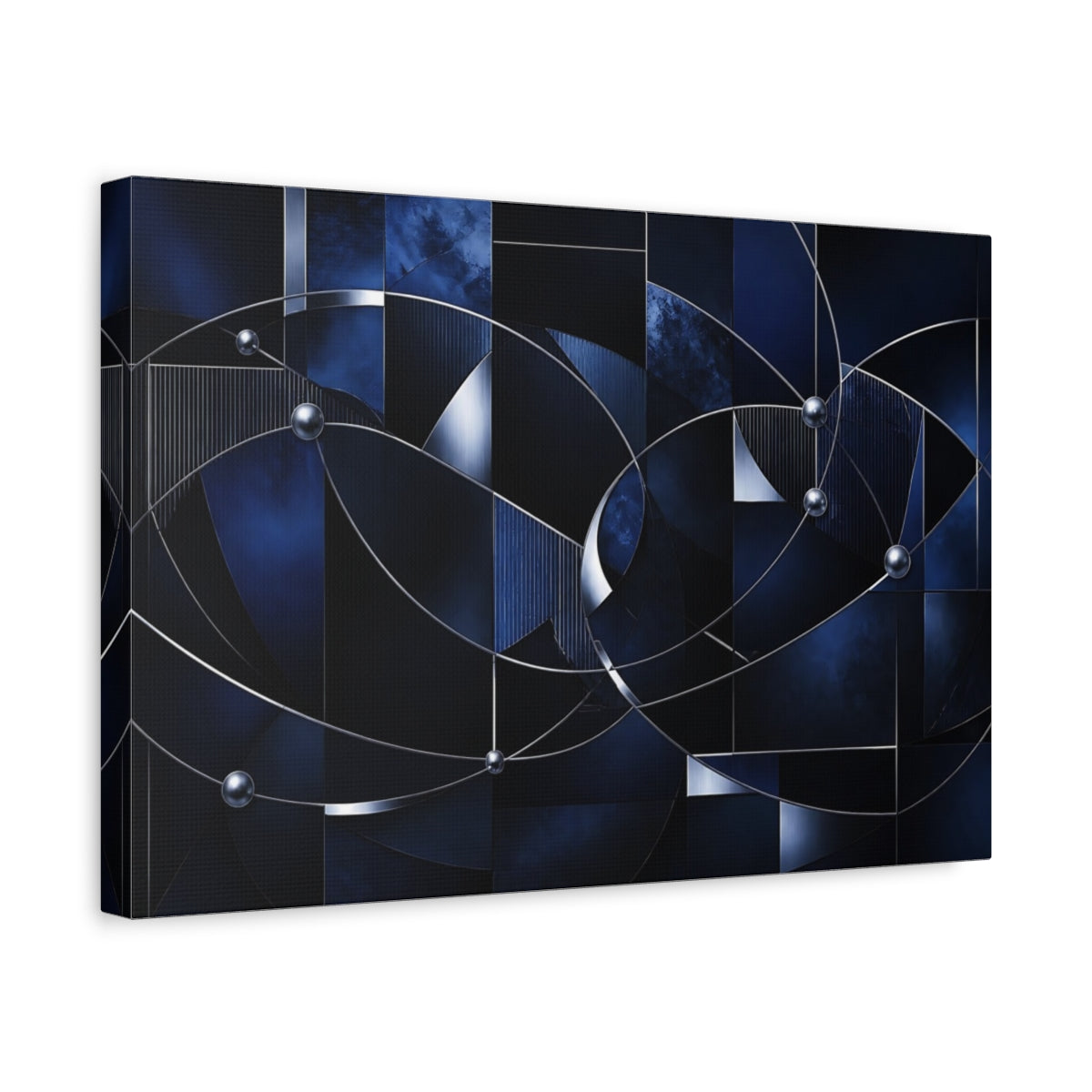 Side Mockup 4. Midnight Metallic Orbit shown as canvas print