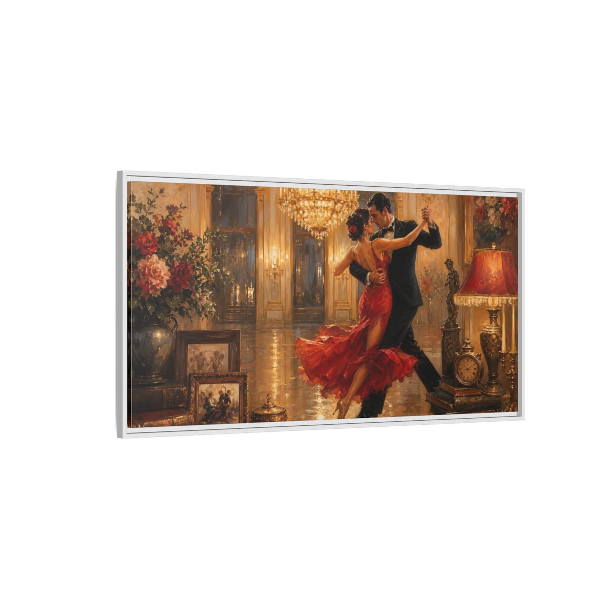 Side Mockup 3. Midnight Tango Elegance shown as framed canvas print