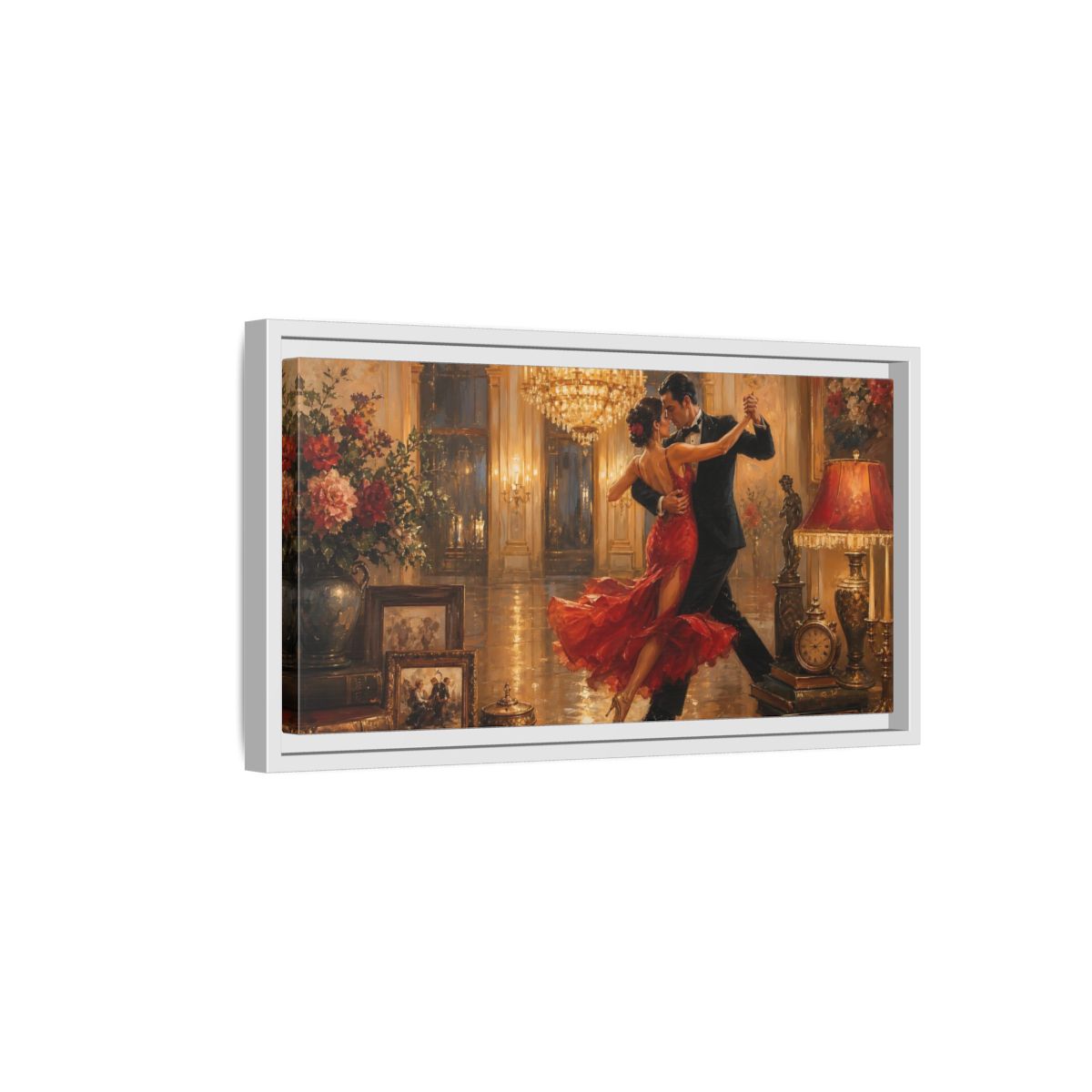 Side Mockup 6. Midnight Tango Elegance shown as framed canvas print