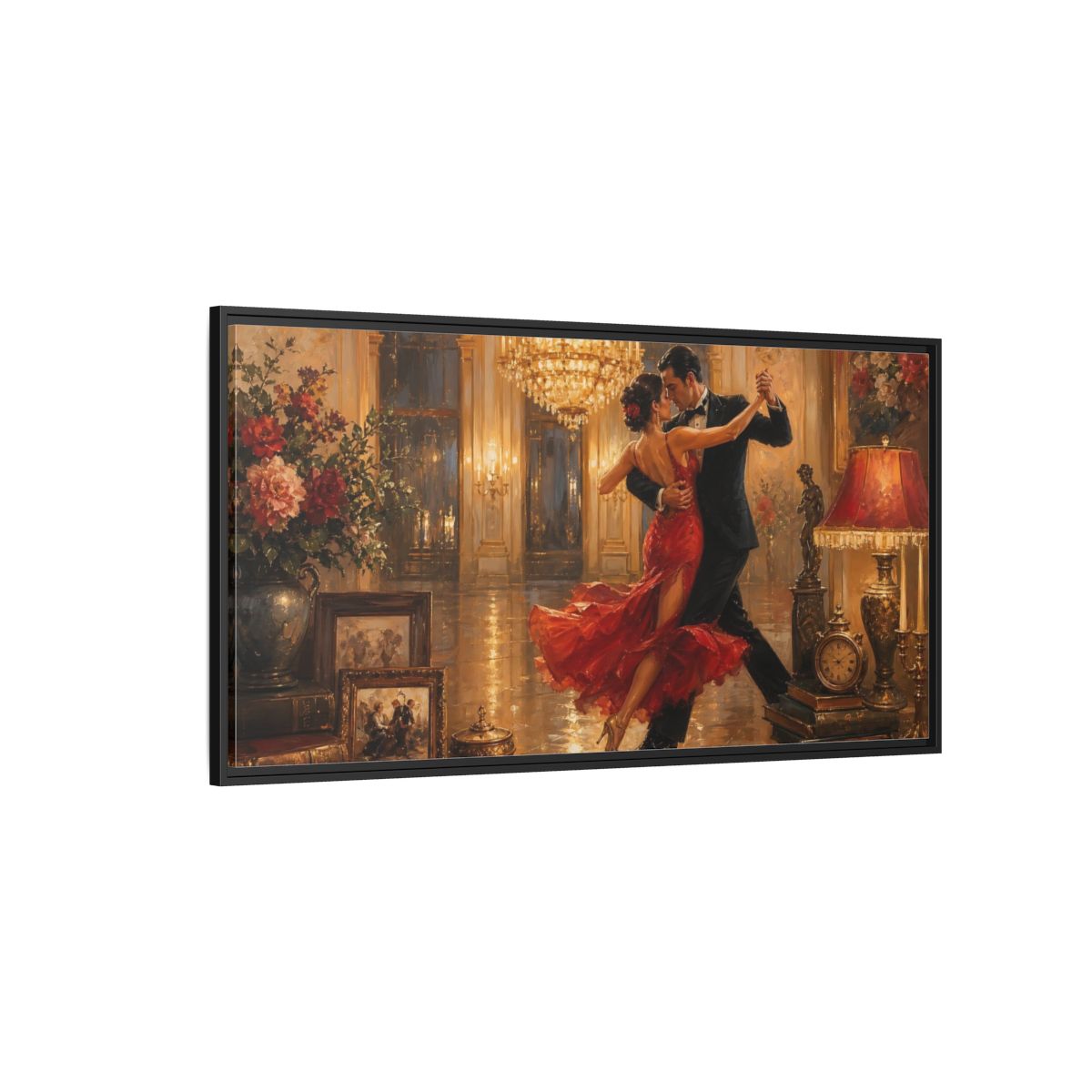 Side Mockup 5. Midnight Tango Elegance shown as framed canvas print