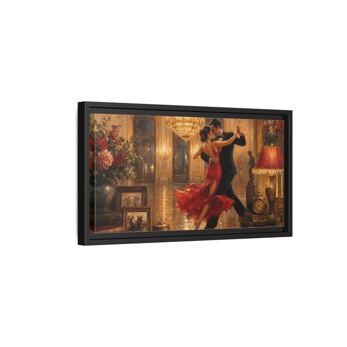 Side Mockup 8. Midnight Tango Elegance shown as framed canvas print