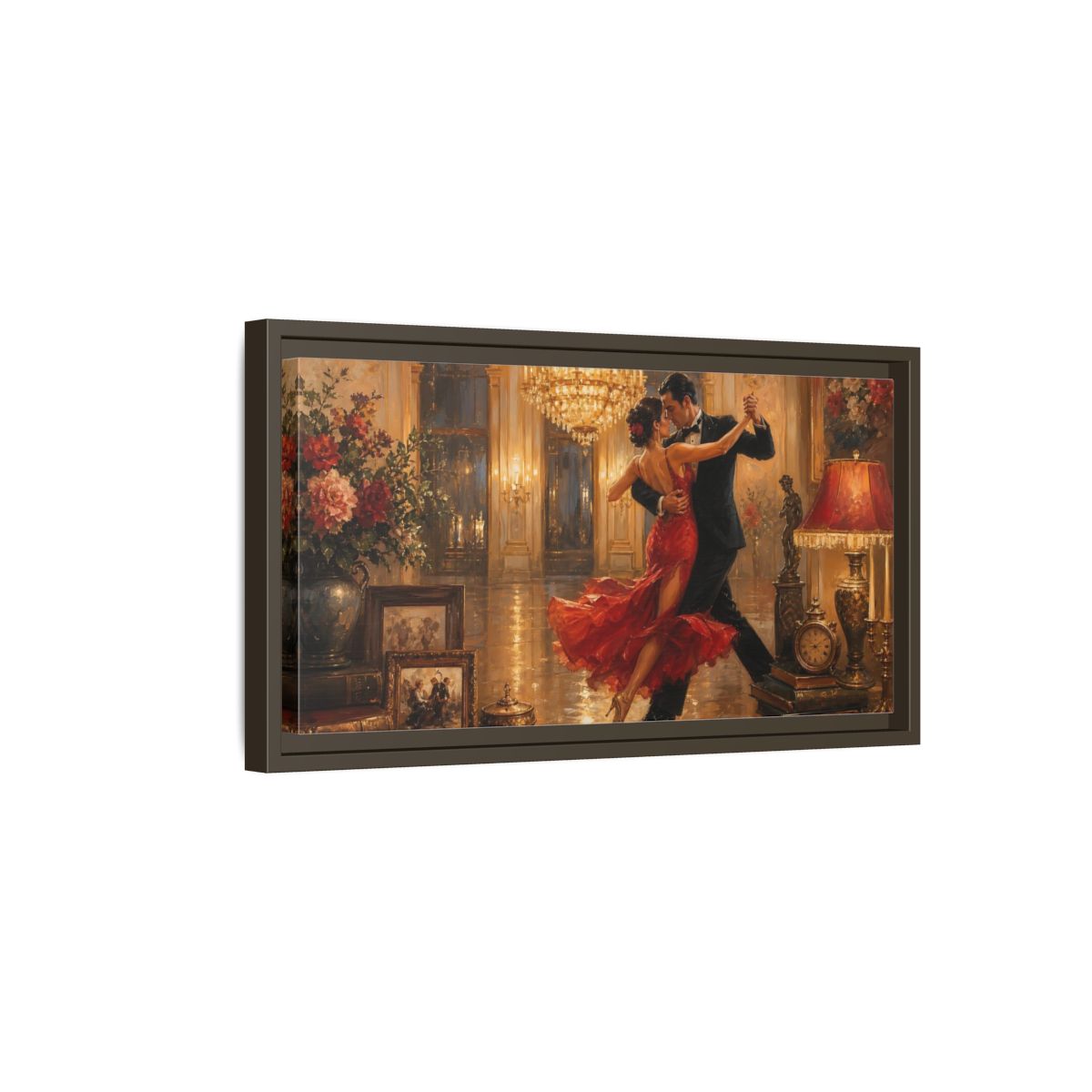 Side Mockup 7. Midnight Tango Elegance shown as framed canvas print
