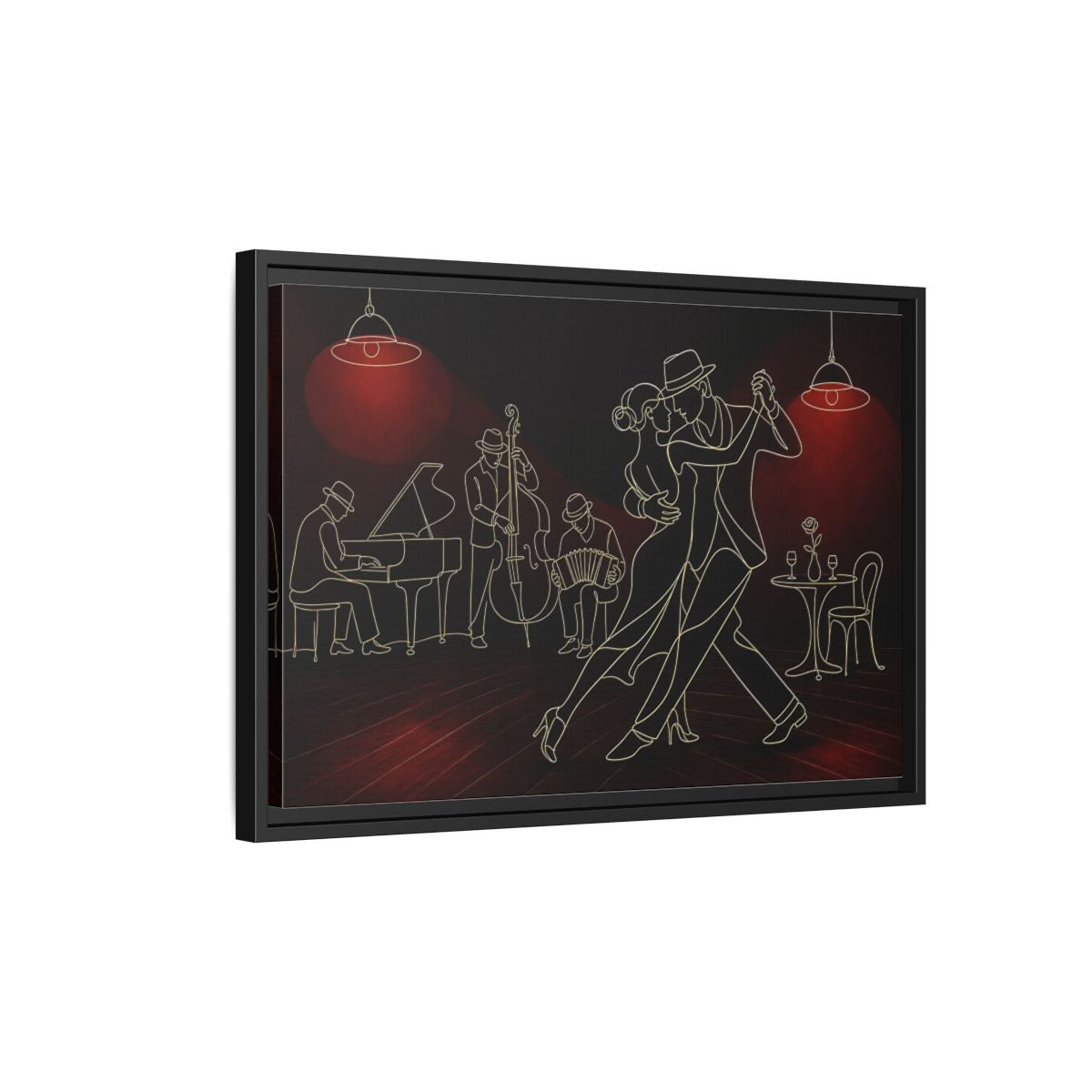 Side Mockup 3. Midnight Tango Romance shown as framed canvas print