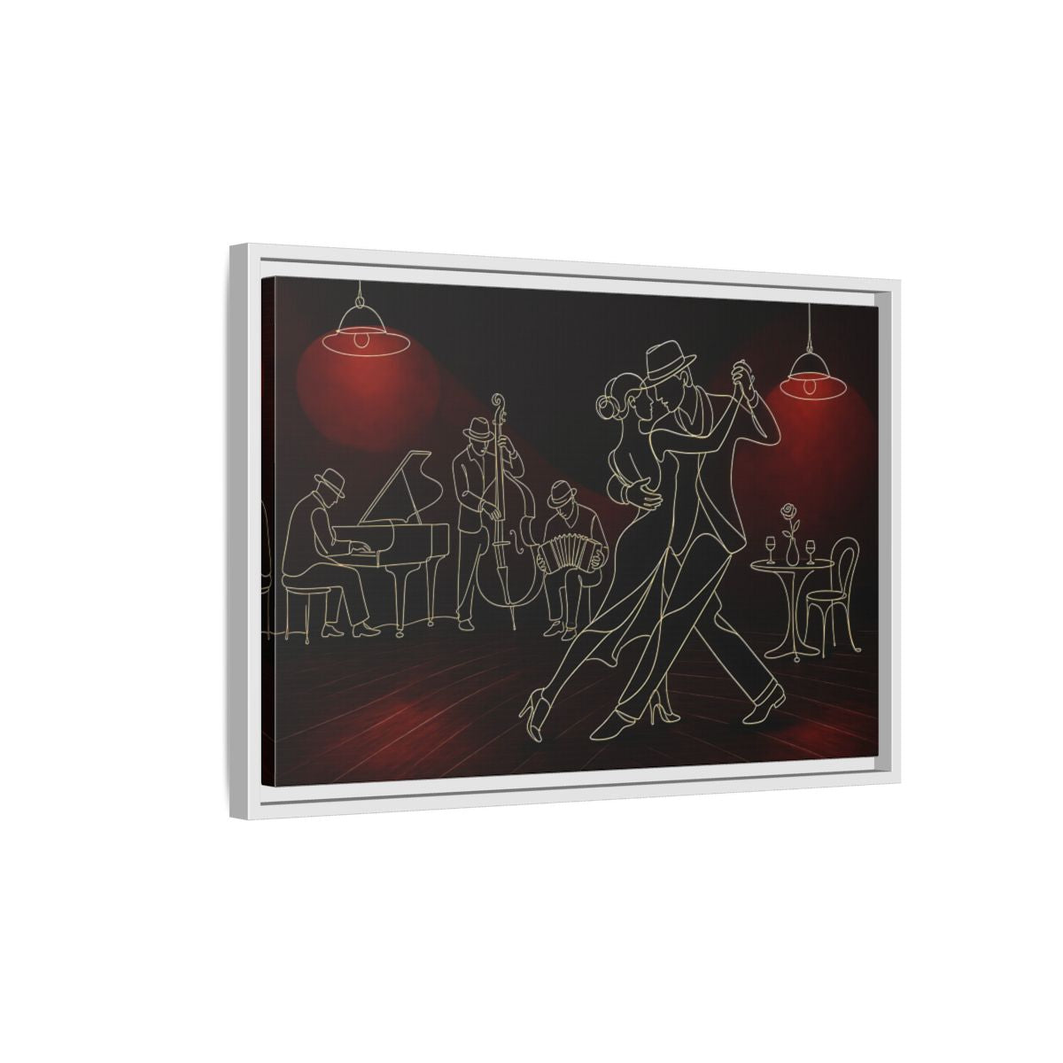 Side Mockup 1. Midnight Tango Romance shown as framed canvas print