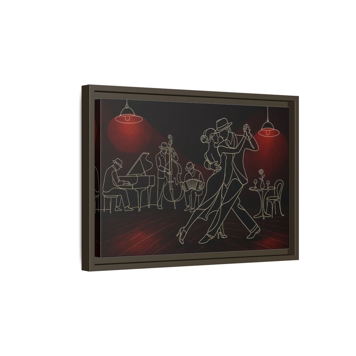 Side Mockup 5. Midnight Tango Romance shown as framed canvas print