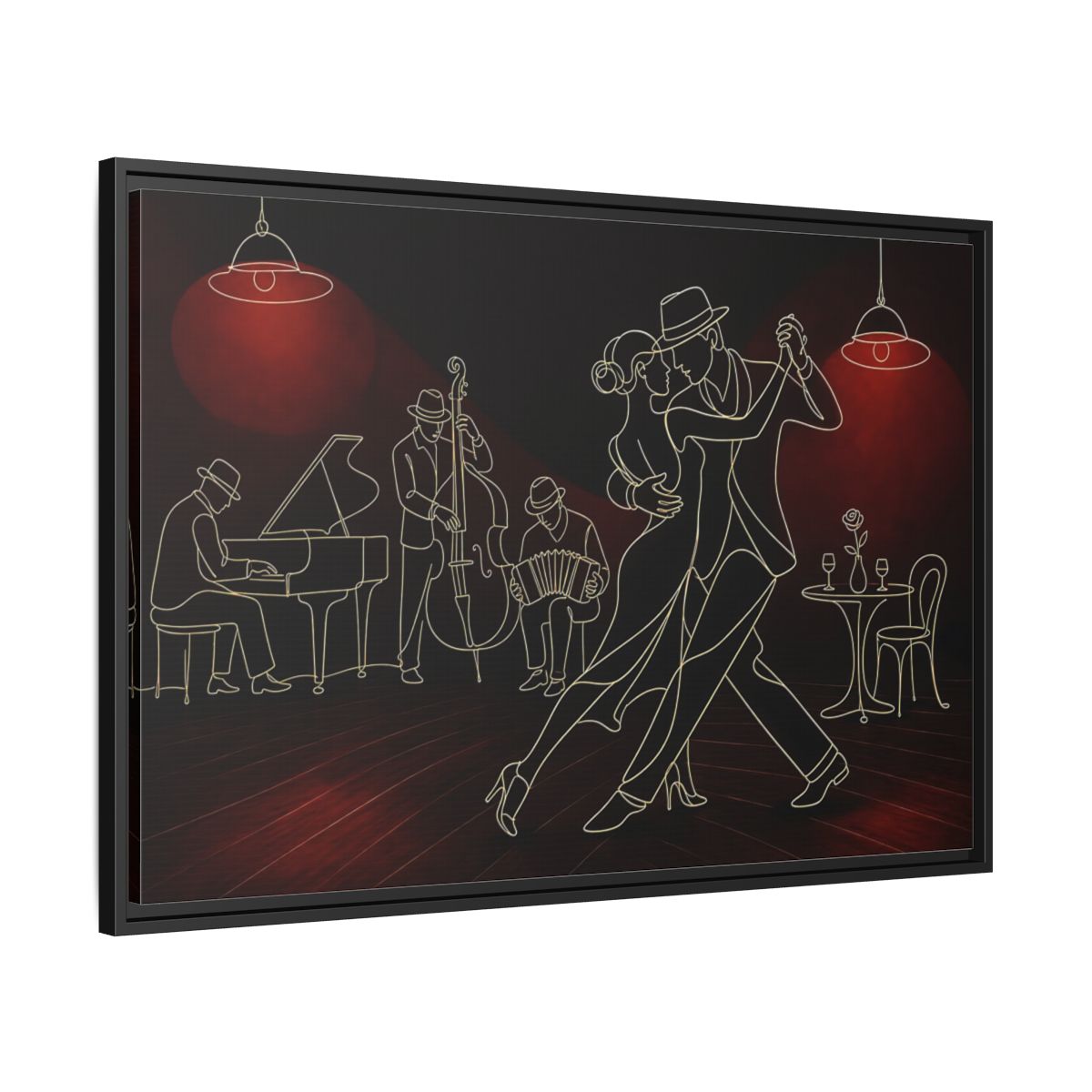 Side Mockup 13. Midnight Tango Romance shown as framed canvas print