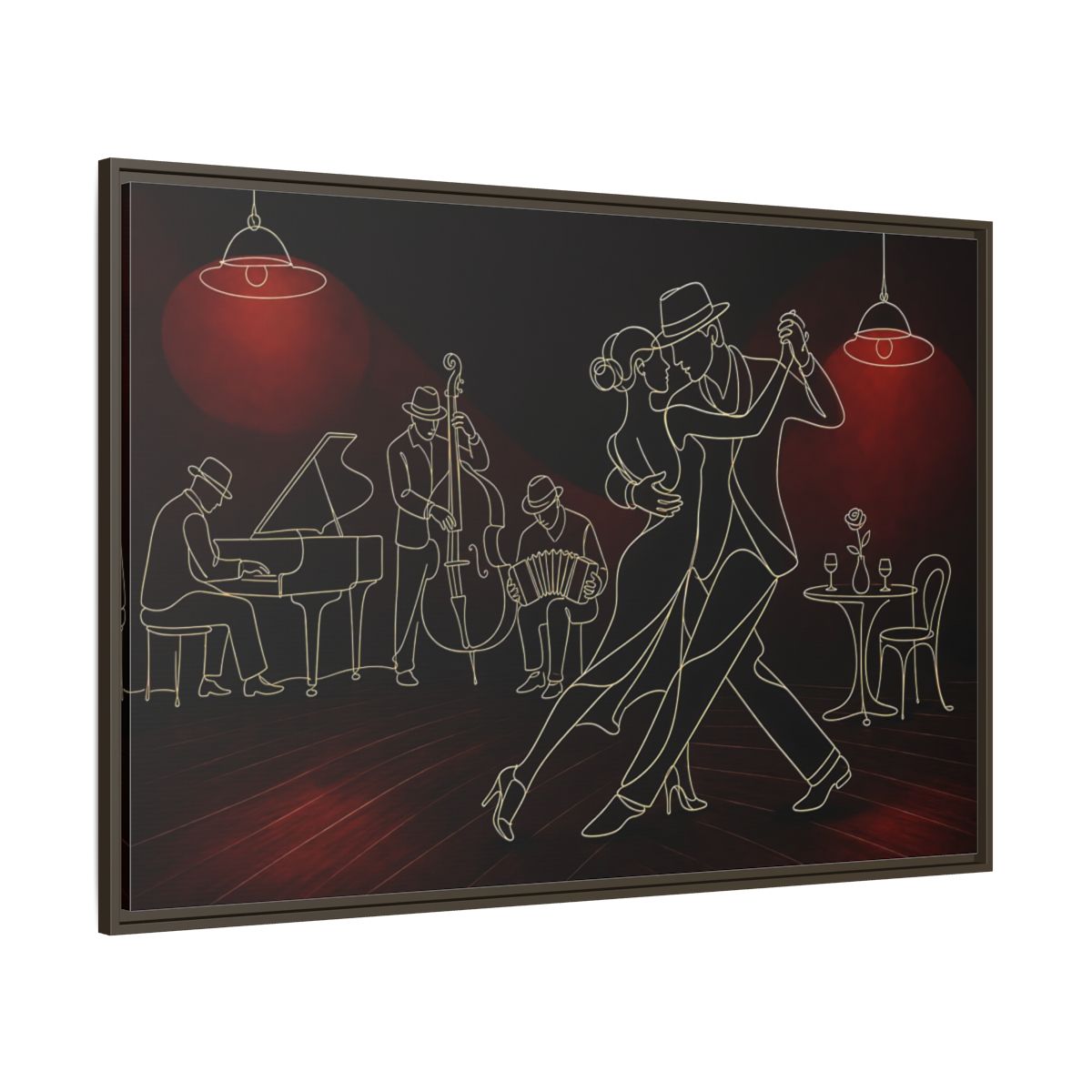 Side Mockup 8. Midnight Tango Romance shown as framed canvas print